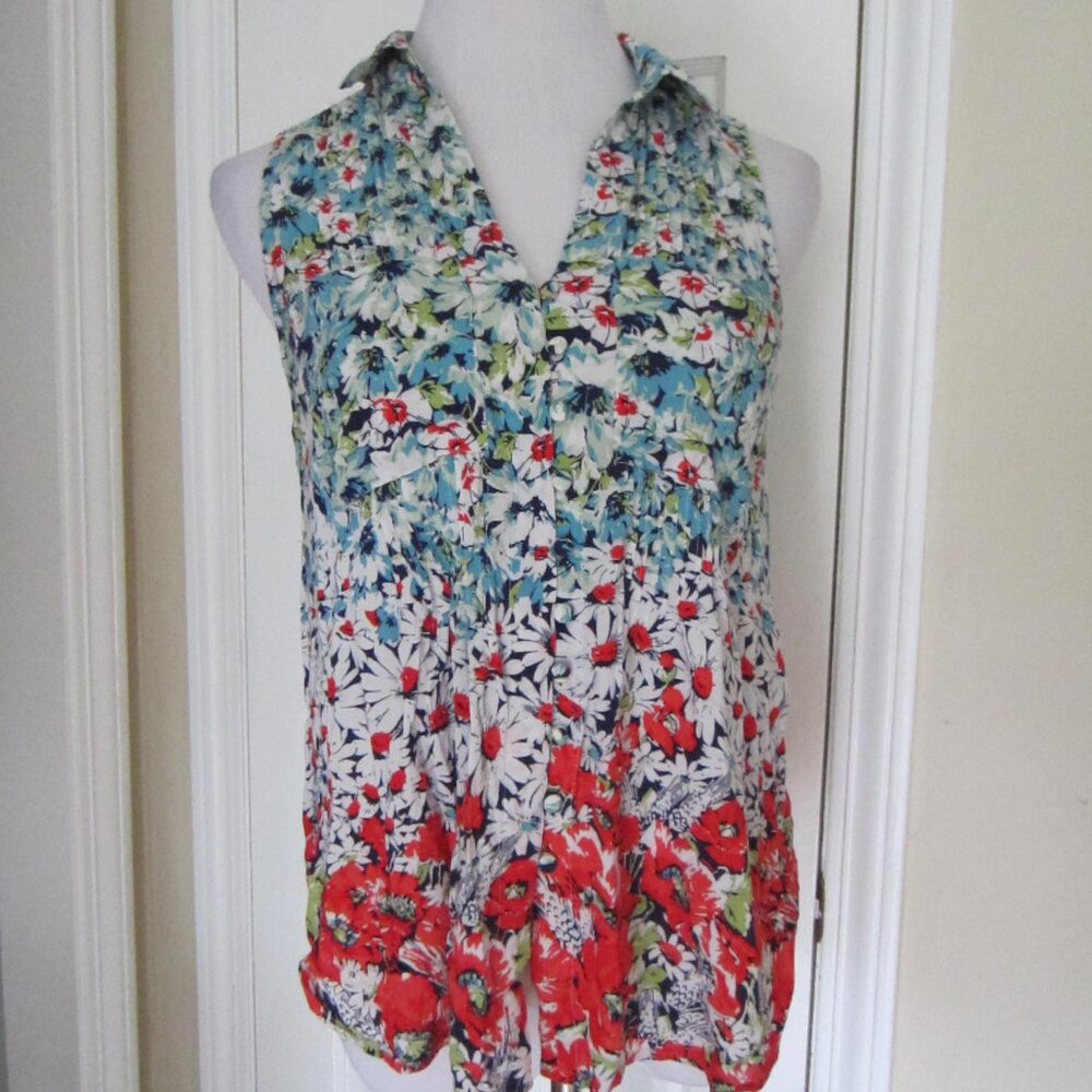 6 of 52 CONVERSATIONS by ANTHROPOLOGIE Floral Print Sleeveless Blouse – Small